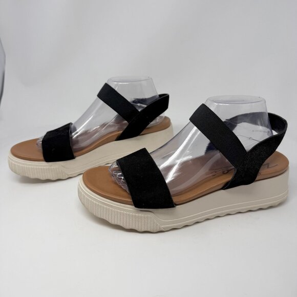 Zodiac Dani Ankle T-Strap Platform Sandal Black Sz 10 Preppy Minimalist - Picture 2 of 7